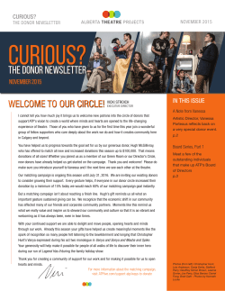 the donor newsletter - Alberta Theatre Projects