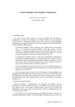 Lexical Ambiguity and Wordplay in Shakespeare