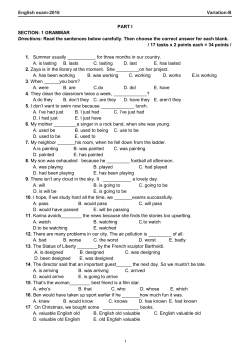 English exam-2016 Variation-B PART I SECTION: 1 GRAMMAR