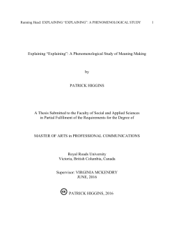 Explaining &ldquo;Explaining&rdquo;: A Phenomenological Study of Meaning