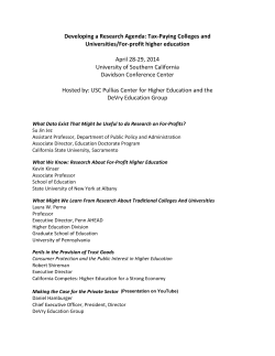Developing a Research Agenda: Tax‐Paying Colleges and