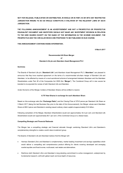 NOT FOR RELEASE, PUBLICATION OR DISTRIBUTION, IN WHOLE
