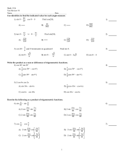 Math 1316 Test Review #3