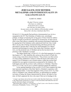 Jerusalem, Our Mother - Gordon College Faculty