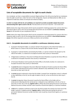 Lists of acceptable documents for right to work checks