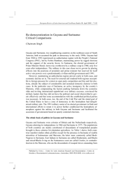 Re-democratization in Guyana and Suriname: Critical