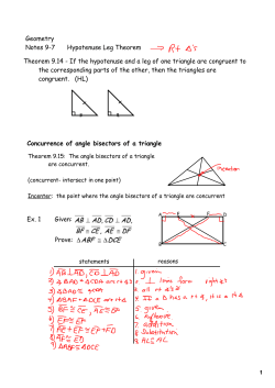 Geometry Notes 9-7 Hypotenuse Leg Theorem