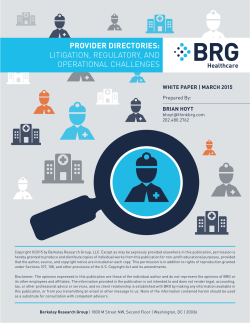 Provider Directories: Litigation, Regulatory, and Operational