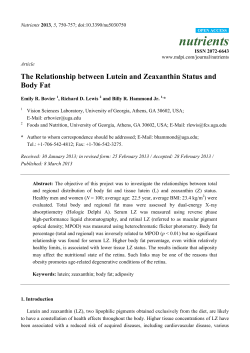 The Relationship between Lutein and Zeaxanthin Status and Body Fat