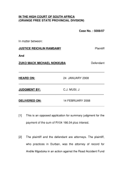 IN THE HIGH COURT OF SOUTH AFRICA (ORANGE FREE STATE