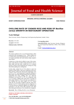 CHILLING RATE OF COOKED RICE AND RISK OF Bacillus cereus