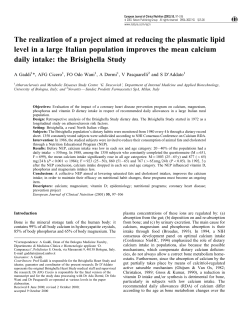 The realization of a project aimed at reducing the plasmatic lipid