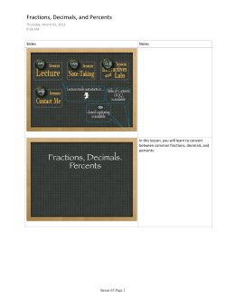 Fractions, Decimals, and Percents