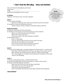 Don`t Feed the WorryBug - Ideas and Activities