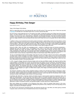 Peter Dreier: Happy Birthday, Pete Seeger