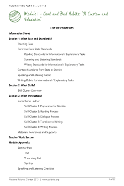 Module 1 - Good and Bad Habits: &ldquo;Of Custom and Education&rdquo;