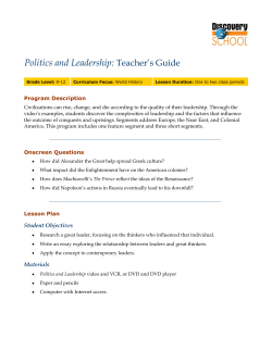 Teacher`s Guide Politics and Leadership