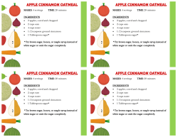 MAKES: 4 servings TIME: 20 minutes INGREDIENTS &bull; 2 apples