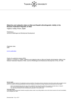 Tilburg University Objective and subjective data on Altai and Kazakh