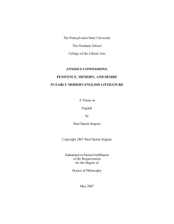 ANXIOUS CONFESSIONS: PENITENCE, MEMORY, AND DESIRE