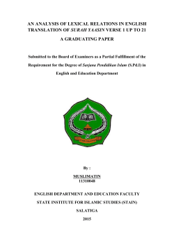 an analysis of lexical relations in english translation of surah yaasin