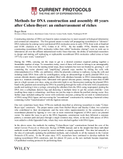 Methods for DNA construction and assembly 40 years after