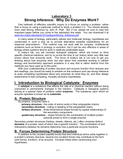 Strong Inference: Why Do Enzymes Work? I. Introduction to