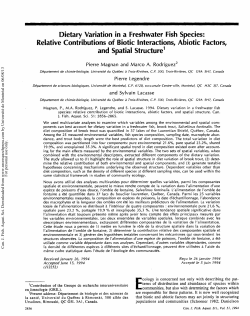 Dietary Variation in a Freshwater Fish Species