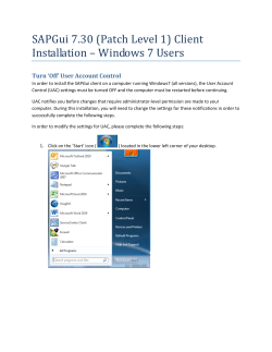 SAPGui 7.30 (Patch Level 1) Client Installation – Windows 7 Users