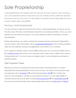 Sole Proprietorship - Coachella Valley Women`s Business Center