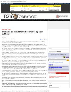 Daily Toreador - Women`s and children`s hospital to open in Lubbock