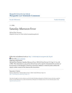 Saturday Afternoon Fever - Marquette Law Scholarly Commons