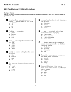 2015 Food Science CDE State Finals Exam