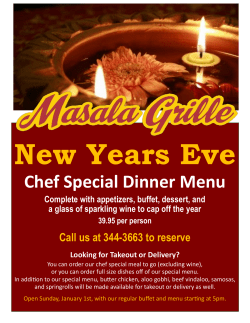 Chef Special Dinner Menu