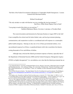 2 The Role of the Federal Government in Response to Catastrophic
