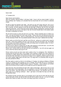 Note to Self 11th October 2012 Dear Owners and Investors, After the