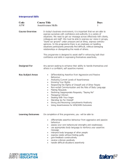 Interpersonal Skills Code Course Title Days ATW