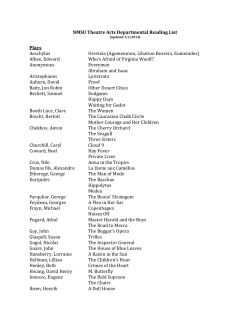 NMSU Theatre Arts Departmental Reading List Plays Aeschylus
