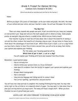 Opinion Prompt Sample - Illinois Writing Matters