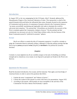 JFK on the containment of Communism, 1952