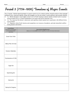 Period 3 (1754-1800) Timeline of Major Events