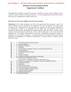 Housing Urban Development (HUD) Supplemental