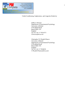 1 Verbal Conditioning, Euphemisms, and Linguistic
