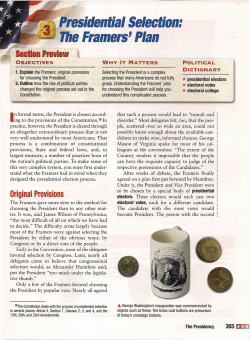 Presidential Selection: TheFramers` Plan