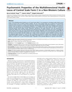 Psychometric Properties of the Multidimensional Health Locus of