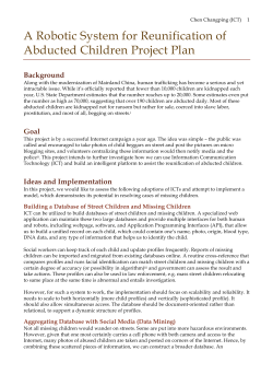 A Robotic System for Reunification of Abducted Children Project Plan