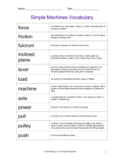 Simple Machines Vocabulary force friction fulcrum inclined plane