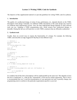 Lecture 3: Writing VHDL Code for Synthesis