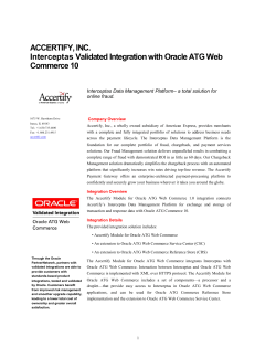 ACCERTIFY, INC. Interceptas Validated Integration with Oracle ATG
