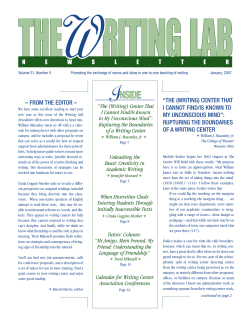 From the editor - WLN: A Journal of Writing Center Scholarship